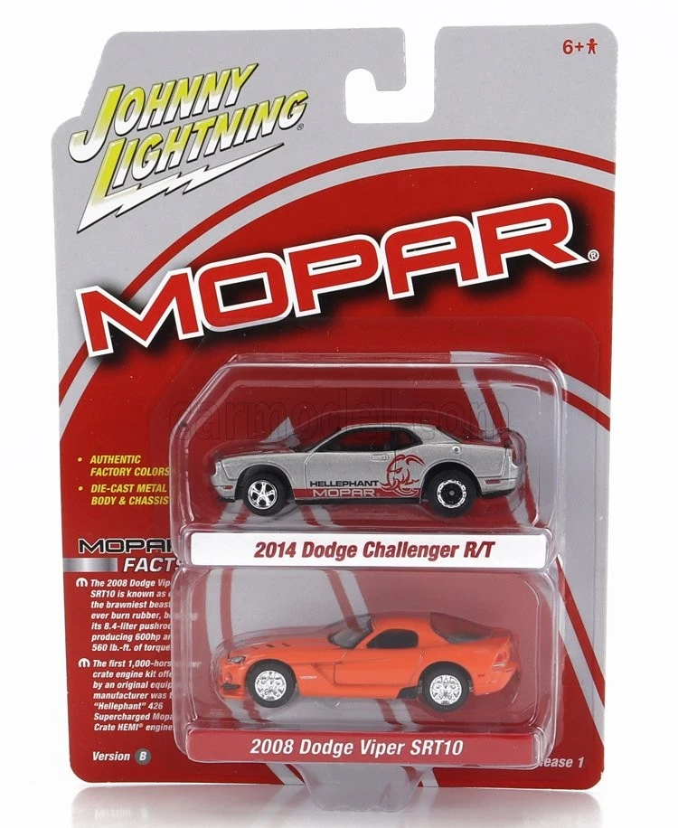 1/64 JOHNNY LIGHTNING - DODGE - SET 2X CHALLENGER R/T 2014 + VIPER SRT10 JLSP319 - Immagine 1 di 1