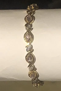 Brazalete de oro sobre plata de ley Vermeil y circonita rosa - Imagen 1 de 12