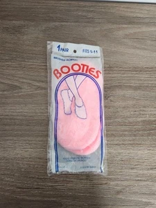 Vintage Pink Brushed Acrylic Booties Socks Lounge Soft 1 Pair 9-11 Made In USA - Picture 1 of 6