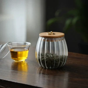Glass Coffee Nuts Canister Airtight Storage Jar Petal Decorative Container - Picture 1 of 9