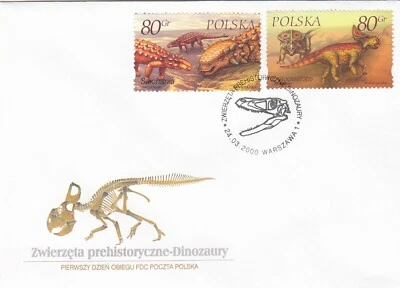 Poland FDC 2000 Dinosaurs! Set of 3 Combo Covers! - Image 1 of 3