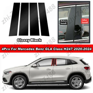 4Pcs Black Case Pillar Post Cover Trim Sticker For Benz GLA Class H247 2020-2024 - Picture 1 of 8