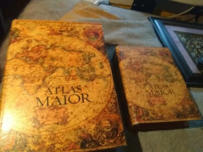 Zimlay Wood & Leather Atlas Maior Set Of 2 Faux Book Stash Boxes  9x6.5",12x8"  - Image 1 of 4