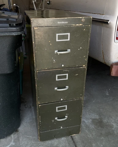 Antique 3 Drawer File Cabinet Shaw-Walker Vintage Wood Stacking Storage Cover