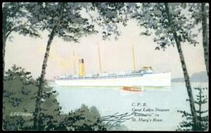 C.P.R. GREAT LAKES STEAMER KEEWATIN POSTCARD - Picture 1 of 1