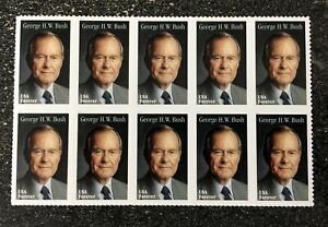 2019USA #5393 Forever George Bush - Block of 10  mint sheet postage president