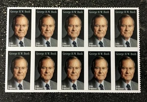 2019USA #5393 Forever George Bush - Block of 10 mint sheet postage president - Picture 1 of 1