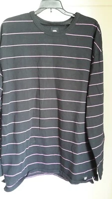 VANS Size XL  Active Pullover Sweater Sweatshirt Top  Black/Pink Striped Pre-own - Image 1 of 4
