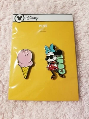 Disney Mickey Minnie Mouse Ice Cream Cone Collectible Lapel Pin Badge Brooch New - Image 1 of 4
