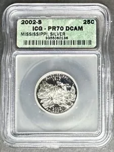2002-S Silver Proof Mississippi Quarter ICG PR-70 DCAM, Buy 3 Items, Get $5 Off! - Picture 1 of 2