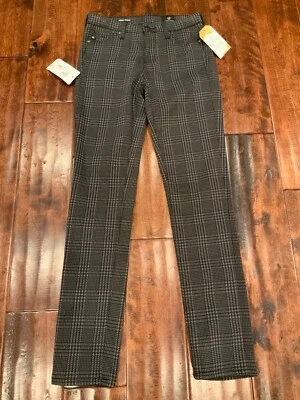 Pantalón al tobillo AG Adriano Goldschmied negro y gris pata de gallo cigarrillo, talla 24, nuevo con etiquetas Foto 1 de 4