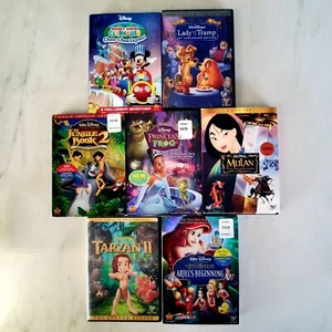 Lot of 7 Disney Movies - Lady Tramp - Mulan - Princess Frog - Jungle Book 2 - Picture 1 of 9