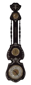 Banjo Style Wall Clock with Thermometer made in Italy 94cm Working Vintage Org - Picture 1 of 15