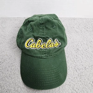 Cabelas Baseball Cap Green Adjustable Hat Embroidered Yellow Logo Strap back - Picture 1 of 5
