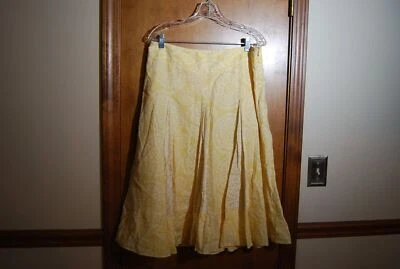 Falda Ann Taylor Loft Amarilla Floral Cremallera Lateral Talla 10 Forrada Línea A Foto 1 de 4