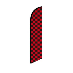 Checkered BlackRed Swooper Flutter Feather Flag | 3ft W x 11.5ft Tall - Picture 1 of 3