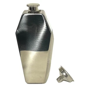Gothic Coffin Hip Flask 5oz (150ml) Stainless Steel Vampire Goth Festival Gift - Picture 1 of 2