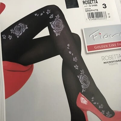 Medias de microfibra OBO FIORE Rosetta talla 40 denier M (3) grafito blanco y negro Foto 1 de 4