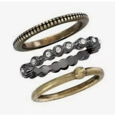 ❤️SILPADA K&R DESTINO STACK Juego de 3 Anillos de Banda Apilables de Latón Talla 7 Nuevos con Etiquetas Foto 1 de 4