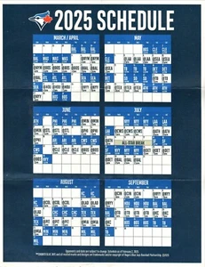 Programma fogli Toronto Blue Jays 2025 - Foto 1 di 1