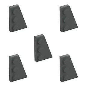 5 nuovi LEGO Dark Stone Grey piastra cuneo 3x2 destra 43722 angolo angolo trapezio - Foto 1 di 6