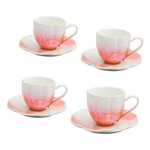 tea cup set ceramic tea cups and saucers set of 4 for Coffee, Cappuccino, - Picture 1 of 5