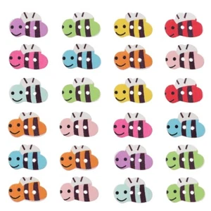 200 Pcs Wooden Painted Bee Buttons Girl Baby Sew Clothes Cartoon - Picture 1 of 12