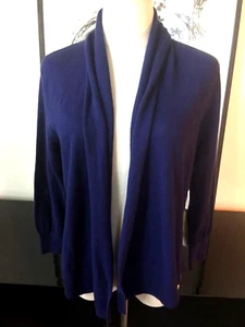 Margaret O’Leary NWT Open Cardigan Sz L Blue Cotton Silk Blend Dress Topper $154 - Picture 1 of 9