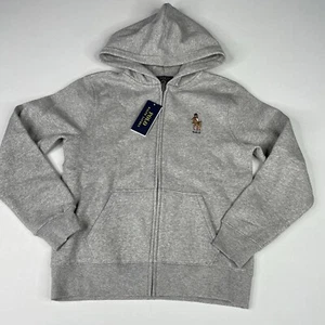 Polo Ralph Lauren Polo Bear Pony Boys SMALL (8) Sweatshirt Full Zip Gray Hooded - Picture 1 of 9