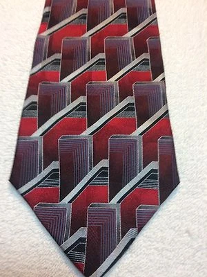 JOSEPH AND FEISS MENS TIE 4 X 59 RED, BURGUNDY, GRAY AND BLACK  - Image 1 of 4