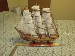 Sailboat Model Decor, Wooden Nautical Decor Model Ship 19"L X 19" H X 4" W - Picture 1 of 11