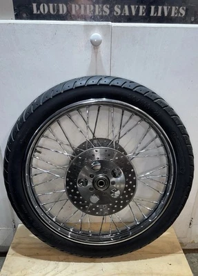 Harley Shovelhead Wide Glide 21” doble disco cromo radios trenzados rueda delantera 3/4” Foto 1 de 4