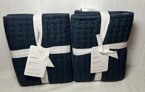 Pottery Barn Pick-Stitch Handcrafted  Quilted Standard Sham Midnight Set Of 2 - Picture 1 of 2