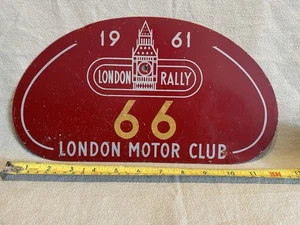 1961 Classic Car Original London Motor Club Rally   Plate / rallye  Plaque 66 - Foto 1 di 5