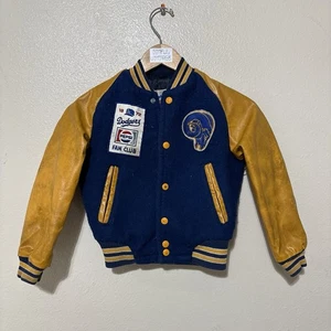 LA Dodgers 70s Vintage MLB NFL Varsity Bomber Leather Jacket Kids USA Retro - Bild 1 von 8