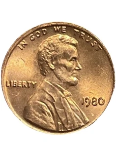 ERROR Misaligned die strike penny 1980 Uncirculated - Picture 1 of 7