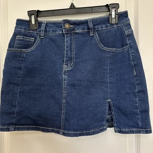 LUVAMIA Blue Denim Jean Skort/Skirt size M NWT - Picture 1 of 5
