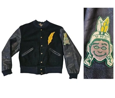 Vtg 1950s Butwin Varsity Leather Sleeve  UND NORTH DAKOTA SAMMY SIOUX Jacket 44 - Image 1 of 4