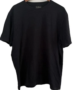 LL Bean Short Sleeve T-Shirt Traditional Fit Casual Black Mens Large Reg Cotton - Picture 1 of 3