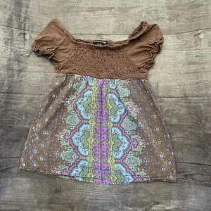 Mädchen Lidschatten Boho Tunika Top M 10/12 braun lila - Bild 1 von 5
