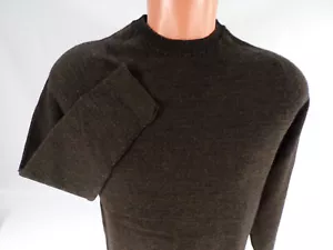 Vintage Pronto Uomo L/S Sweater Men Small 100% Merino Wool Brown/Black Hong Kong - Picture 1 of 6