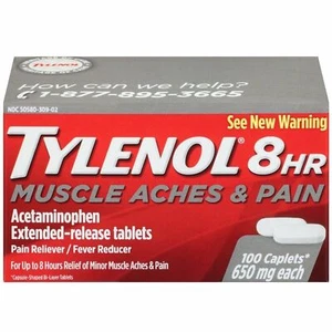 Tylenol 8 Hour Relief Acetaminophen Extended Release Tablets 650mg 100 Ct 6 Pack - Picture 1 of 2