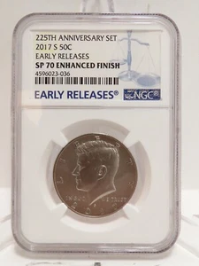 225TH ANNIV. 2017-S EARLY RELEASE NGC SP70 ENHANCED FINISH KENNEDY HALF DOLLAR* - Picture 1 of 8