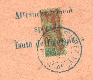 MADAGASCAR 20c *BISECT* (10c) Cover DIEGO SUAREZ Blue 1904 CDS France Cols XW51 - Picture 1 of 11