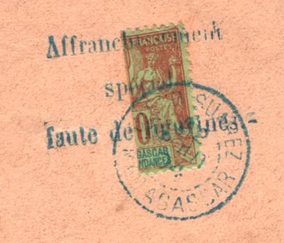 MADAGASCAR 20c *BISECT* (10c) Cover DIEGO SUAREZ Blue 1904 CDS France Cols XW51 - Image 1 of 4