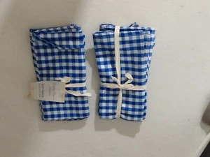 2 x 4 Küchenservietten Set Everyday Elegance 19" x 19" Gingham Royalblau Streifen - Bild 1 von 4