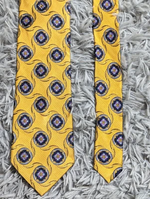 Corbata floral Jos A Bank Signature Collection 100 % seda oro amarillo azul Foto 1 de 4