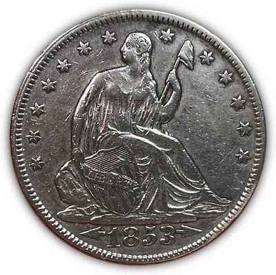 1853 Arrows and Rays Seated Half Dollar Extremely Fine XF Coin, Details #18973 - Image 1 of 3