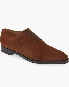 sz 13 US / 12 UK John Lobb Bristol Cap Toe Oxford Loafer Brown Suede Men Shoe - Picture 1 of 12