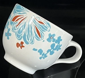 IKEA Bullra Mug #15199 Coffee Tea Cup 16oz Teal Turquoise Red Floral Pattern - Picture 1 of 12